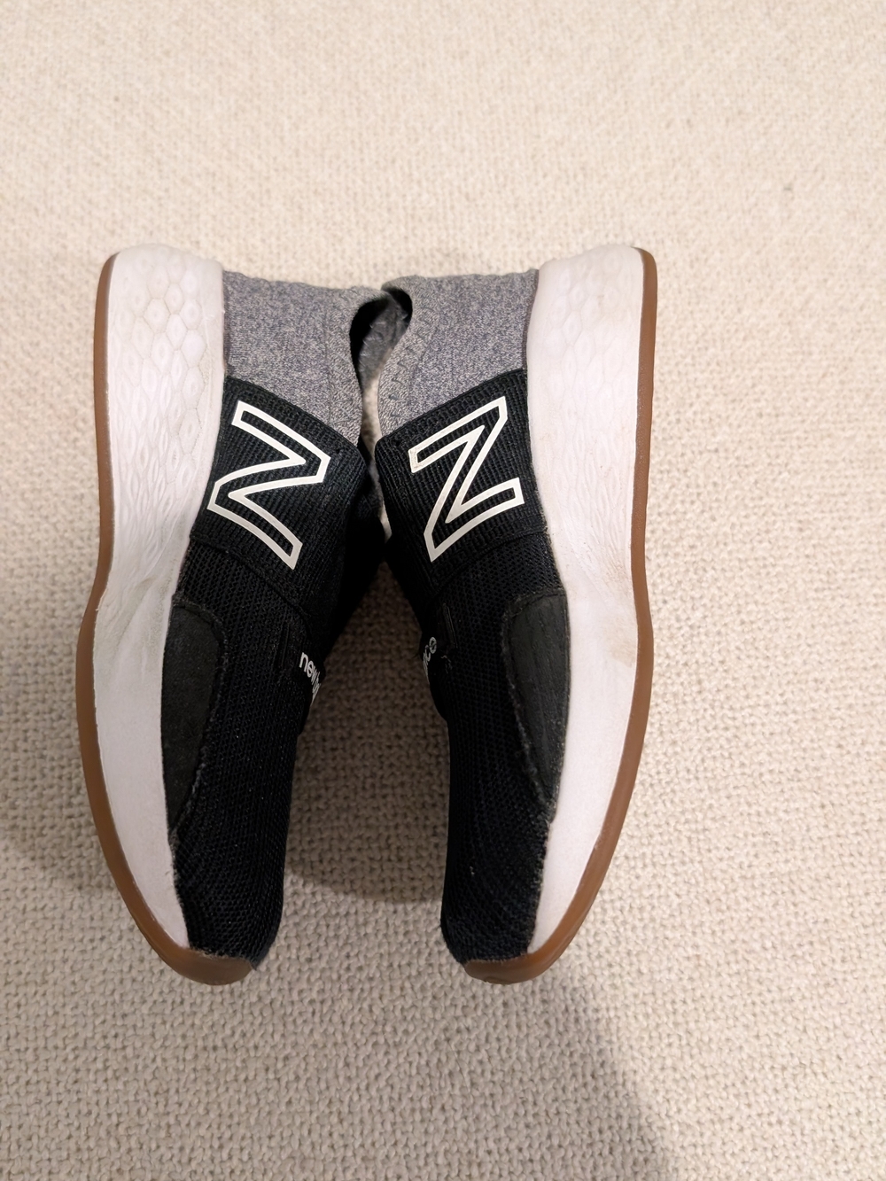 New Balance Black, Gray & White Slip-On Athletic Sneakers